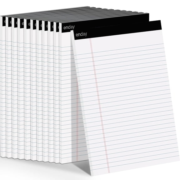 enday Legal Pad, 8-1/2" x 11", 50 Sheets, White, Pack of 12