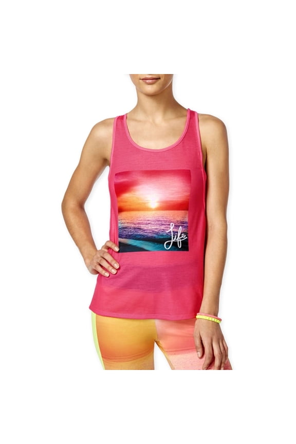 Womens Tory Layered-Look Racerback Tank Top, Pink, Juniors, Small