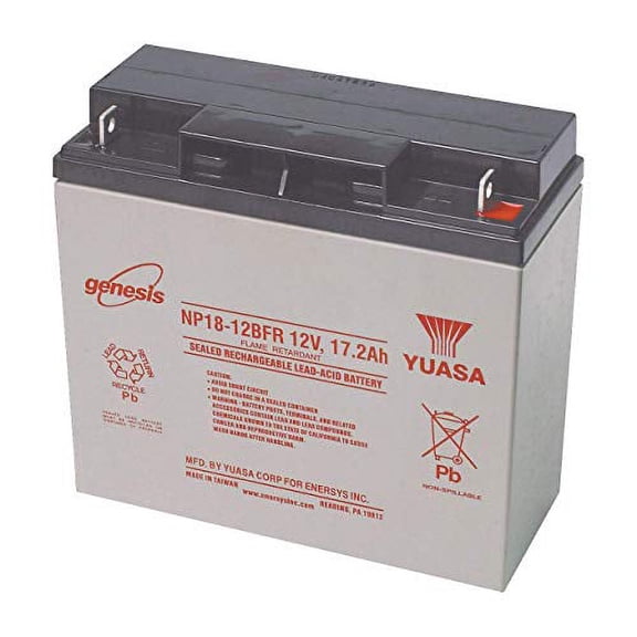 enersys genesis np18-12bfr - 12 volt/17.2 amp hour sealed lead acid battery with nut-bolt connector - flame retardant case