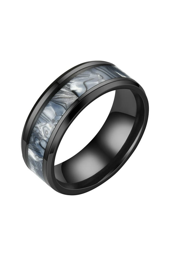 engagement rings for couples stainless steel Abalone Shell Titanium Rings Womens Mens Silver Wedding Band Promise Rings Gifts For Friends Size 4-13 #01 Blue,11