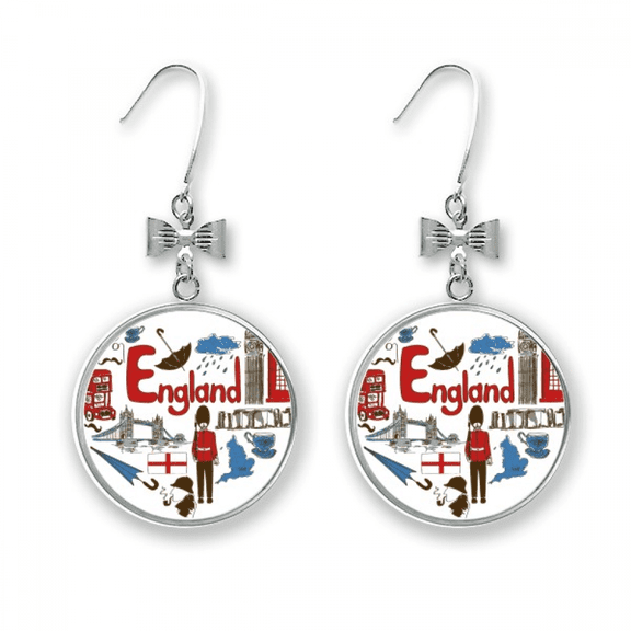 england love heart uk national flag bow earrings drop stud pierced hook