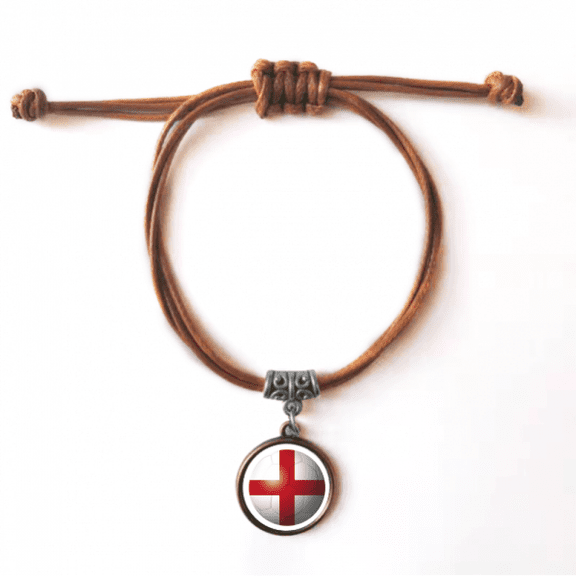 england national flag soccer football bracelet leather hide wristband brown jewelry