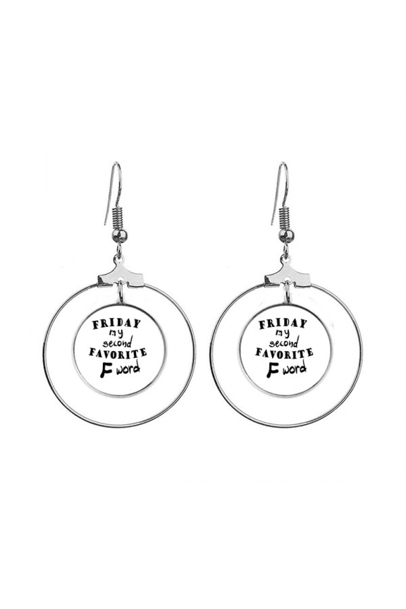 english word design friday my second favorite earrings dangle hoop jewelry drop circle
