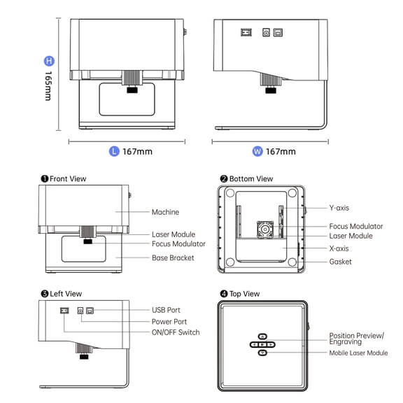 engraving machine Engraving DJ6 Engraver DIY Marking Portable Engraving Machine for DIY Handcraft Printer 80x80mm Carving Area with 4PCS Raised Columns + Goggles Support