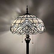 enjoy decor lamps Tiffany Floor Lamp White Stained Glass Baroque Style Lavender for Living Room Dining Room Bedroom 16D*16W*64 H