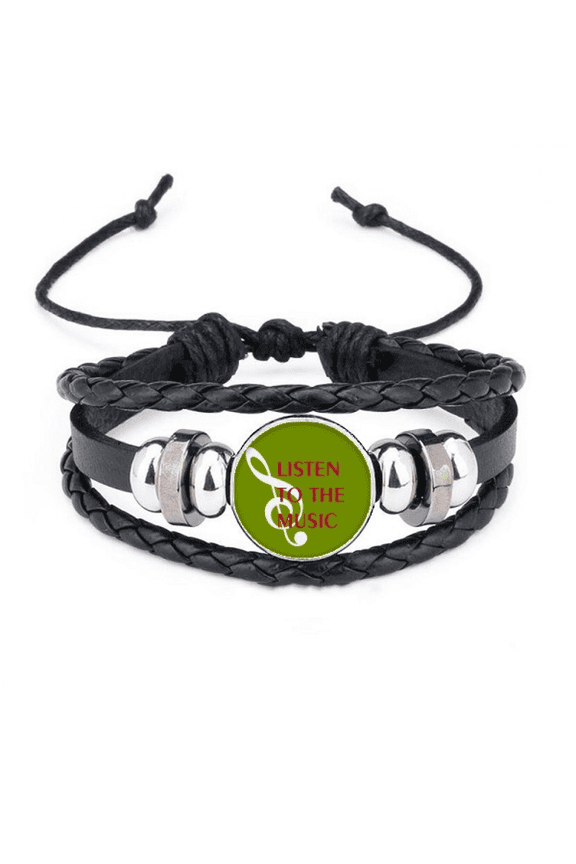 enjoy like music high notes bracelet braided leather woven wristband
