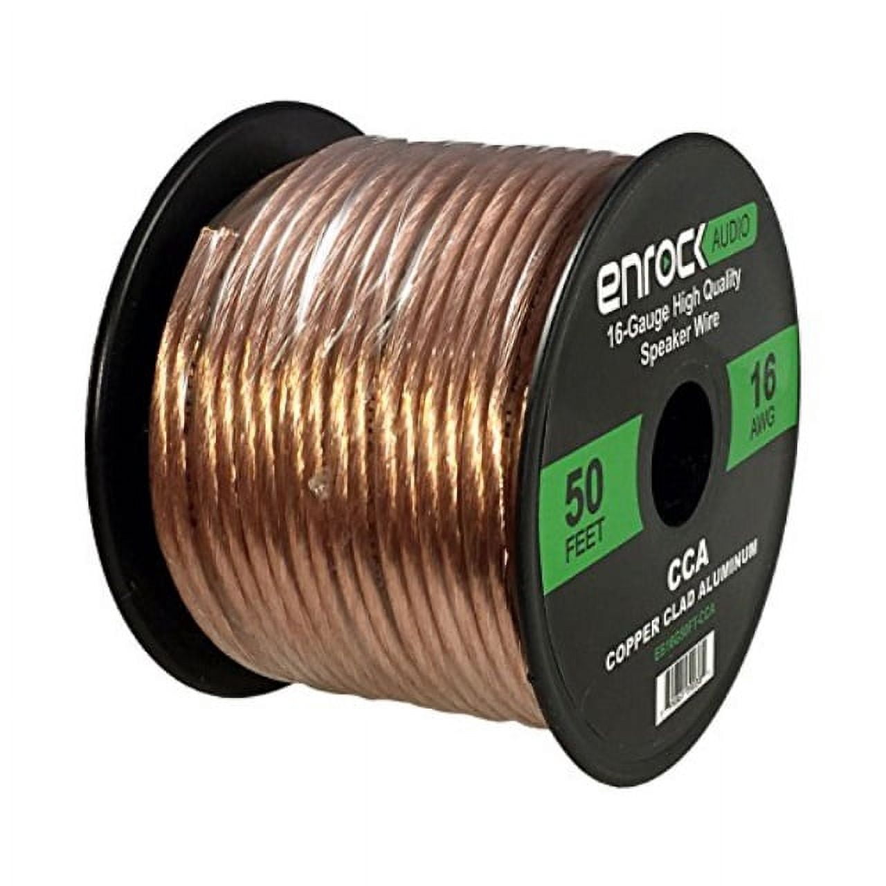 enrock audio 18 awg gauge 50 feet speaker wire cable - cca copper clad aluminum