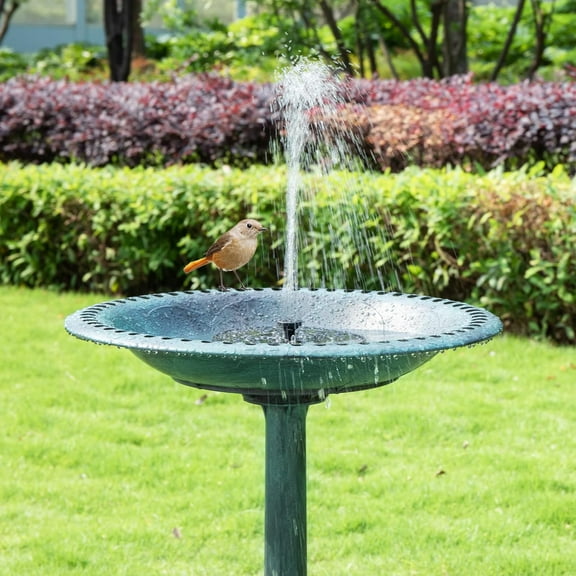 enshijinzi 28” Bird Bath, Polyresin Lightweight Antique Outdoor Garden Bird Bath for Outdoors, Gardens, Patio, Yard, Deck, Green