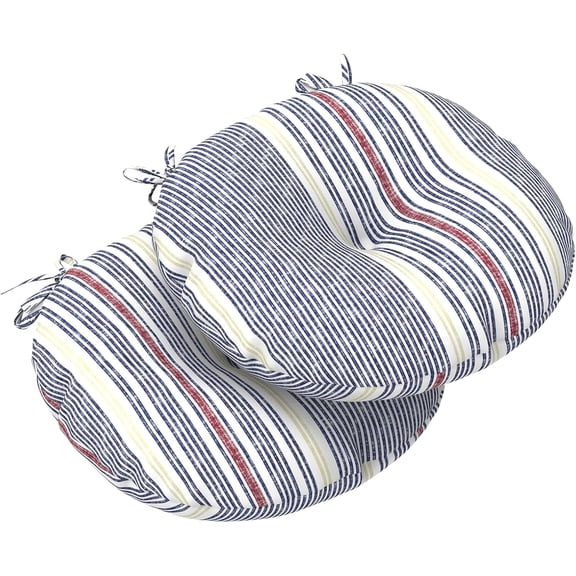 enshijinzi Outdoor All Weather Bistro Seat Cushions, Comfortable Fluffy Tufted Patio Chair Cushions Round 15”x15”x4” Set of 2 for Home Garden Furniture, Paisley Chili