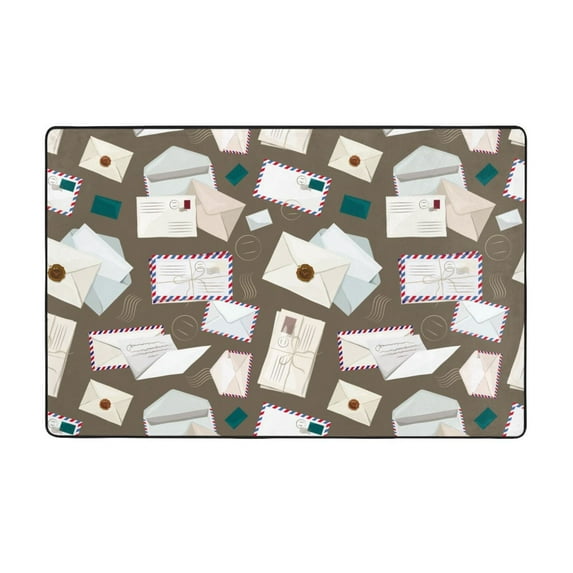 envelope Pattern travel Shaggy Area Rug, Rugs for Living Room Bedroom Non Slip Door Mat Indoor Carpet Machine Washable Nursery Home Decor Floor Mats for Entryway 60x39in-#
