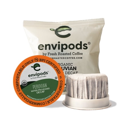 envipods by Fresh Roasted Coffee - Organic Peru Decaf, 36 K-cup Compatible envipods