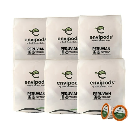 envipods by Fresh Roasted Coffee - Organic Peru Coffee, 72 K-cup Compatible envipods
