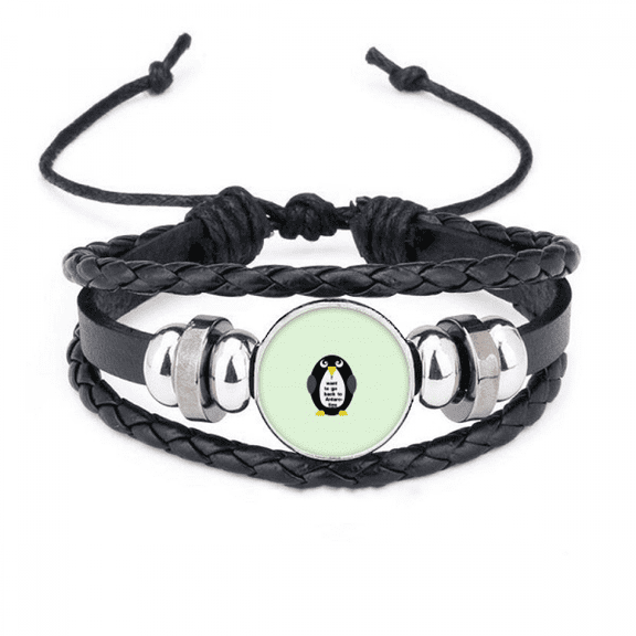 environmental protect penguin bracelet braided leather woven wristband