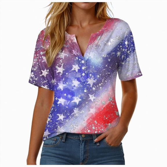enyan 250th Anniversary Shirt Women 1776-2026 Patriotic Eagle Graphic Tee Crew Neck Short Sleeve Top Women's Shirt Dark Blue,S