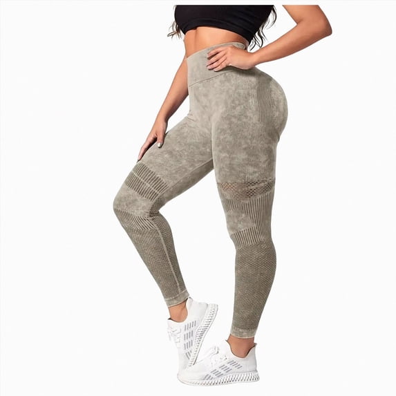 enyan 3d Leggings Cellulite Compression High Waisted Training Control Workout Leggings for Women(Khaki,L)