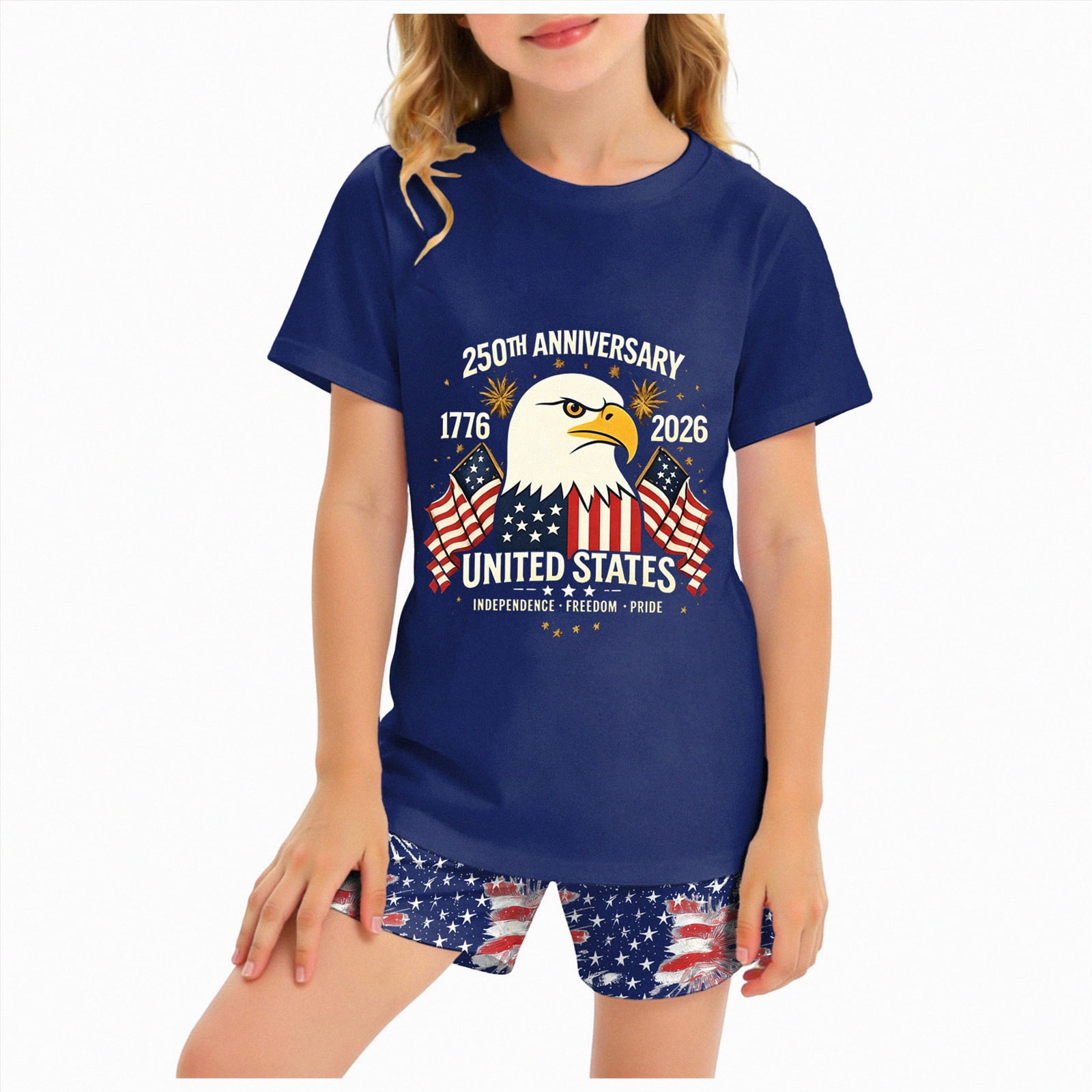 enyan 4th of July Independence Days Girls 2 Piece Outfits Kids Clothes ...