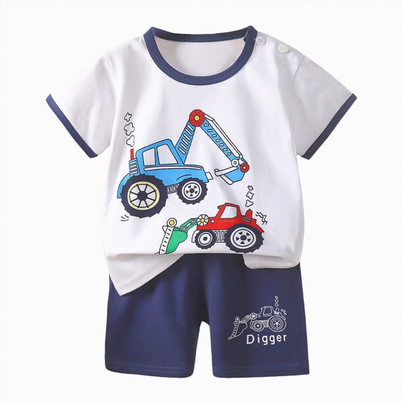 enyan Adorable Unisex Toddler Kids Jammies Set Short Sleeve T-Shirt Comfortable Shorts Sleepwear Homewear for Spring Summer Daily Outfits Toddler Boys Girls Clothes Sky Blue,2-3 Years