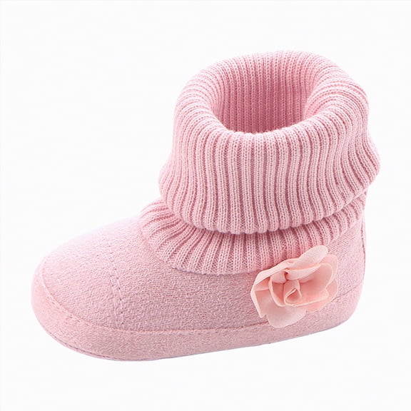 enyan B'aby Boy Girl Non-Skid Indoor Infant Walking Shoes Breathable Warm Elastic Sock Shoes with Sole Protect Toes Outdoor Sneakers B'aby Shoes Pink,Size 13