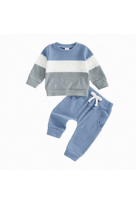B'aby Outfits B'oy Todd'ler B'aby B'oy Clothing Sets Little Long Sleeve Tops and Pants Kids 2pcs Outfits Blue,6-12 Months