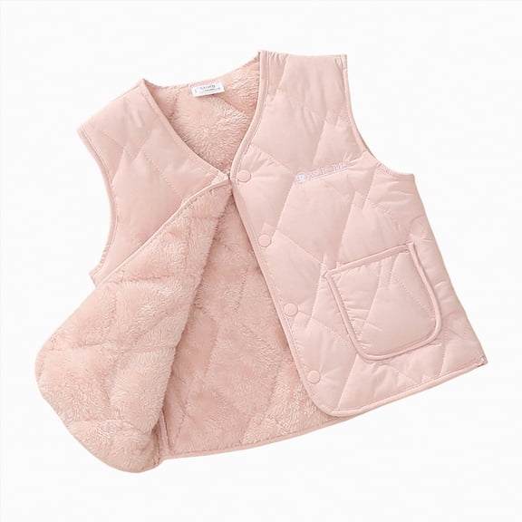 enyan B'oy Winter Coat K'ids B'oys Gir'ls Puffer Vest Todd'ler Solid Color Coat Winter Lightweight Sleeveless Zipper Up Jacket Pink,4-5 Years