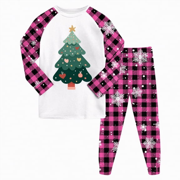 enyan Ba'by Gi'rl Christmas Pajamas Christmas Holiday Season Sing Along Sleep Pajama Set Hot Pink,5-6 Years