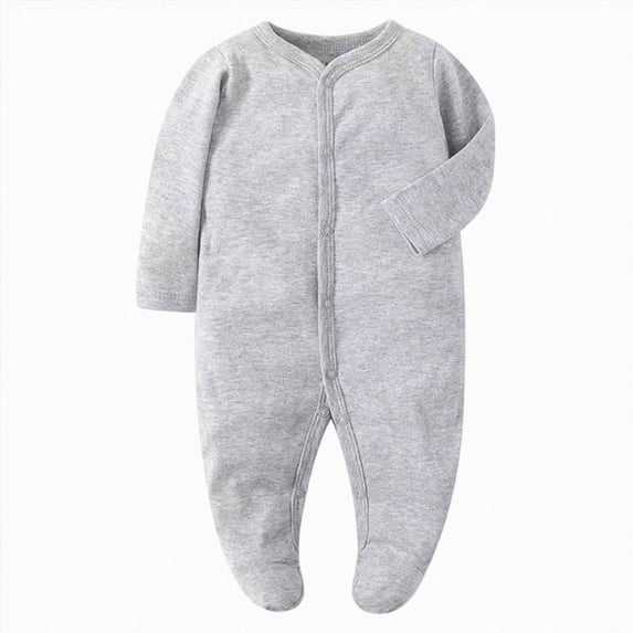 enyan Baby Boy Clothes Newborn Boys Jumpsuit Onesie Long Sleeve Open Front Footie Romper Infant Fall Winter Outfit Grey,3-6 Months