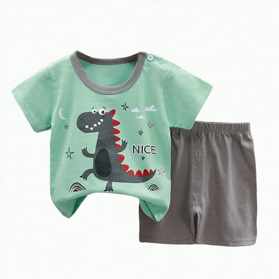 enyan Baby Boy Clothes Summer Clothes Mamas Boy Embroidery T-shirt Top Elastic Waist Short Set Newborn Infant Boy Outfits,Mint Green,3-9 Months