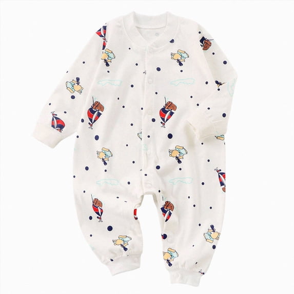 enyan Baby Boy Girl Pajamas Long Sleeve Cotton Cute Print Sleepwear Pjs Clothes for Toddler Boys Girls 0-24 Months(White,12-18 Months)