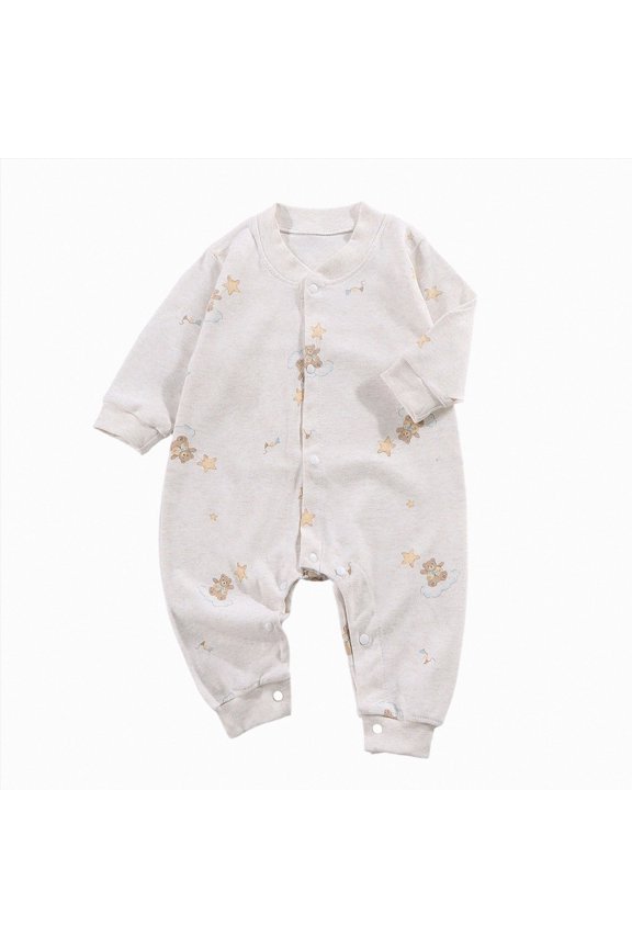 Baby Boy Girl Pajamas Long Sleeve Cotton Cute Print Sleepwear Pjs Clothes for Toddler Boys Girls 0-24 Months(Yellow,0-3 Months)