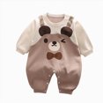 thumbnail image 1 of enyan Baby Boys Girls Fake 2-Piece Overalls Romper Cute Cartoon Print Long Sleeve Onesie Infant Outfit for Fall Winter(Coffee,9-12 Months), 1 of 4