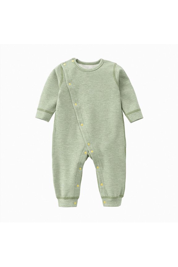 Baby Boys Girls Pajamas Cute Long Sleeve Button Romper PJS for Infant Fall Winter Clothes Size 0-24 Months(Green,9-18 Months)
