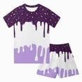 thumbnail image 1 of enyan Baby Boys Outfit 2 Piece Ice Cream Drip Baseball Crewneck Short Sleeve Tee Shirts and Summer Drawstring Shorts Purple,5-6 Years, 1 of 4
