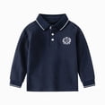 thumbnail image 1 of enyan Baby Boys School Uniform Shirt Long Sleeve Collared Polo Shirt Top Soft Kids Clothes for School Casual Wear(Navy,1-2 Years), 1 of 3