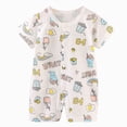 thumbnail image 1 of enyan Baby Children Unisex Short Sleeve Jumpsuit Romper Toddler Kids Soft Outfits for Spring Summer Baby Boy Girl Clothes Light Blue,0-6 Months, 1 of 4