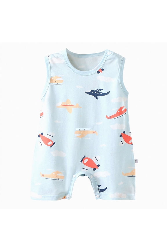 Baby Clothes Boy Summer Baby Boy Short Sleeve Jumpsuit Romper One Piece Clothes 0 3 6 9 12 18 24 Months Baby Boy Outfit(Sky Blue,0-6 Months)