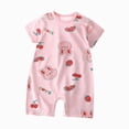 thumbnail image 1 of enyan Baby Girl Boy Romper Cotton Short Sleeve Cute Catton Print Jumpsuit Cute Onesie for Toddler Girls Pink,9-12 Months, 1 of 3