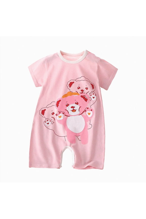 Baby Girl Boy Romper Cotton Short Sleeve Cute Catton Print Jumpsuit Cute Onesie for Toddler Girls Watermelon Red,3-6 Months