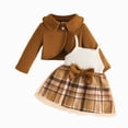 thumbnail image 1 of enyan Baby Girl Clothes Toddler Dresses Set Fall Long Sleeve Cami Skirt Romper Jumpsuit+Little Coat Princess Cardigan Dress 2Piece Winter Outfits Brown，6-9 Months, 1 of 7