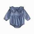 thumbnail image 1 of enyan Baby Girl Denim Outfit Button Romper Jean Jumpsuit Shorts Overalls Toddler Cowgirl Outfits Western Infant Clothes Blue，12-18 Months, 1 of 4