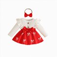 thumbnail image 1 of enyan Baby Girl Fall Clothes Newborn Romper Dress Ruffle Long Sleeve Onesie Jumpsuit Outfits with Bow Headband Red，6-9 Months, 1 of 7