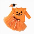 thumbnail image 1 of enyan Baby Girl First Halloween 3Pcs Outfit 0-18M Infant Romper Dress Bow Tutu Skirt with Headband Newborn Halloween Clothes（Black,3-6 Months）, 1 of 7