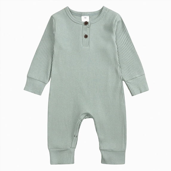 enyan Baby Girl Outfit Pjs for Newborn Boys Girls Basic Solid Ruffle Bodysuit Jumpsuit Casual Clothes Fall Winter One Piece Toddler Clothes(Light Green,0-4 Months)