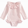 thumbnail image 1 of enyan Baby Girl Swimsuit Baby Girls Long Sleeve One Piece Swimsuit Romper Infant Bathing Suit Baby Girl Beach Rash Guard,Pink,2-3 Years, 1 of 6