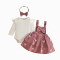 thumbnail image 1 of enyan Baby Girls Christmas Outfits Long Sleeve Onesie Romper+Suspender Skirt Set+Headband 3Pcs Fall Winter Clothes Pink，12-18 Months, 1 of 7