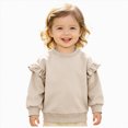 thumbnail image 1 of enyan Baby Girls Shirts Cute Ruffle Fly Long Sleeve Crewneck Sweatshirts Pullover Tops for Fall Winter(Beige,3-4 Years), 1 of 5