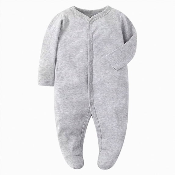 enyan Baby Outfits Boy Girl Footie Pajamas Button Up Sleeper Pjs Breathable Warmth Jumpsuit Toddler Boy Girl Clothes(Grey,0-3 Months)