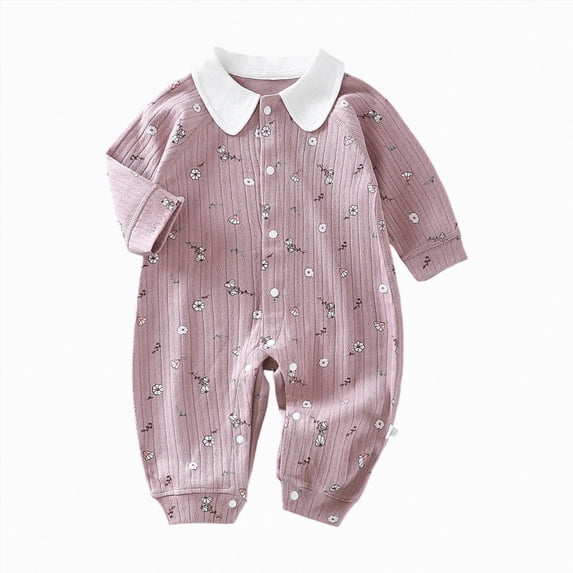 enyan Baby Outfits Boy Newborn Boy Pjs Cotton Lightweight Button Down One-Piece Jumpsuit Bodysuit Clothes for Infant(Pink,9-12 Months)
