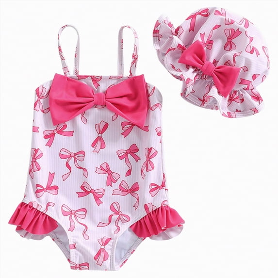 enyan Baby Toddler Girl Swimsuit Infant One Piece Bathing Suits Summer Beach Swim Suit for Girls,Pink,12-18 Months