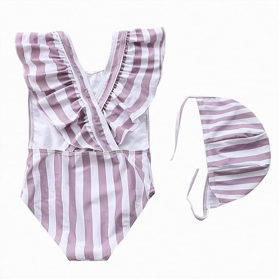 enyan Bathing Suit Toddler Girl Girls' One-Piece Swimwear Cute Tie Dye Side Cutout Swimsuit Summer Quick Dry Beach Hawaiian Bathing Suits,Beige,5-6 Years