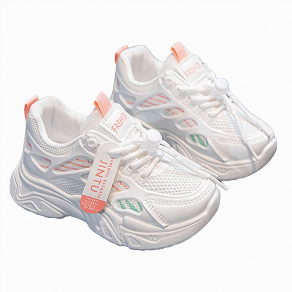 enyan Big Girls Sneakers Fashion Sneakers Breathable Lightweight Lace-up Running Walking Running Sneakers for Girls (Toddler/Little Kid/Big Kid) Orange,2
